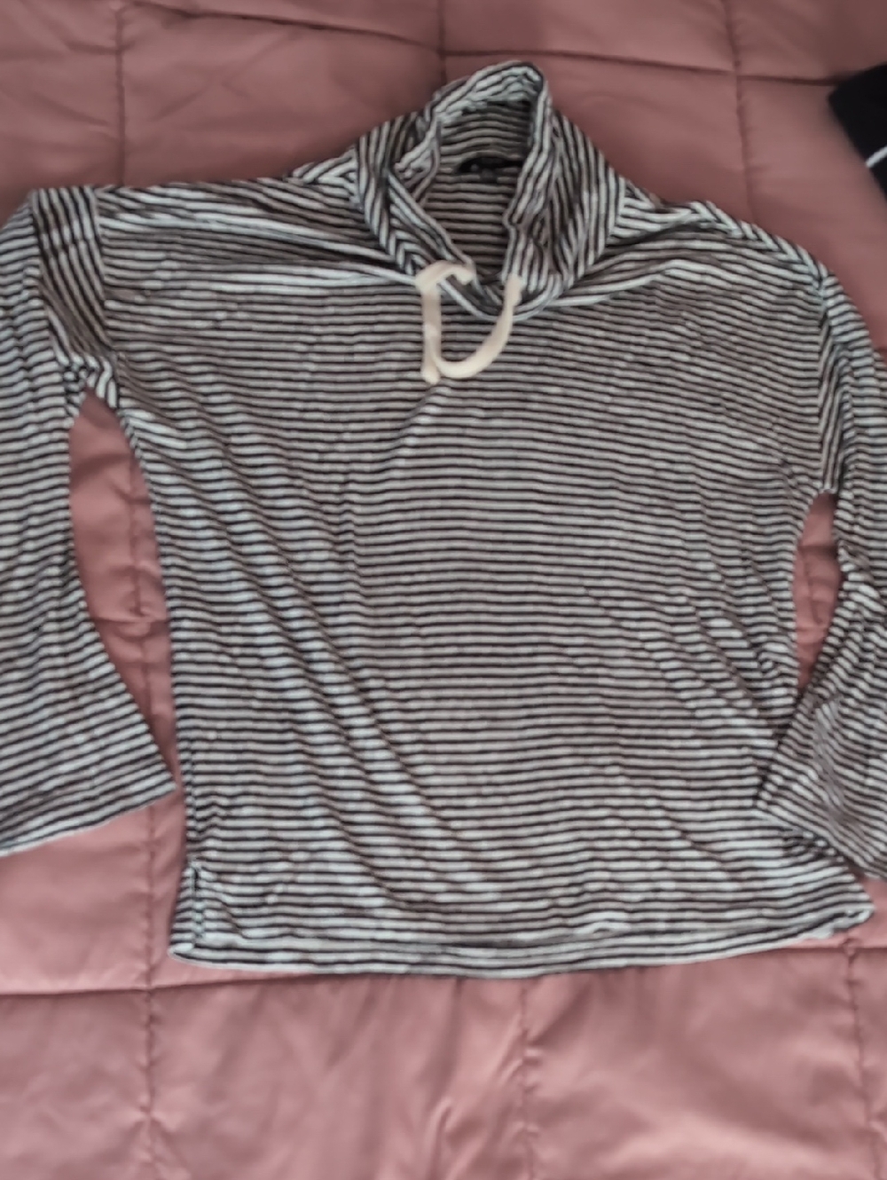 Lucky Brand large Black & White Striped Cowl Neck Top